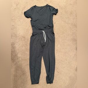 Vuori Charcoal Gray V-Neck Jumpsuit with Drawstring